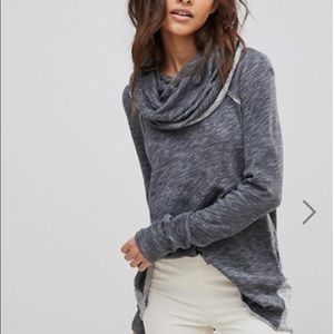 Free people gray beach cowl neck sweater